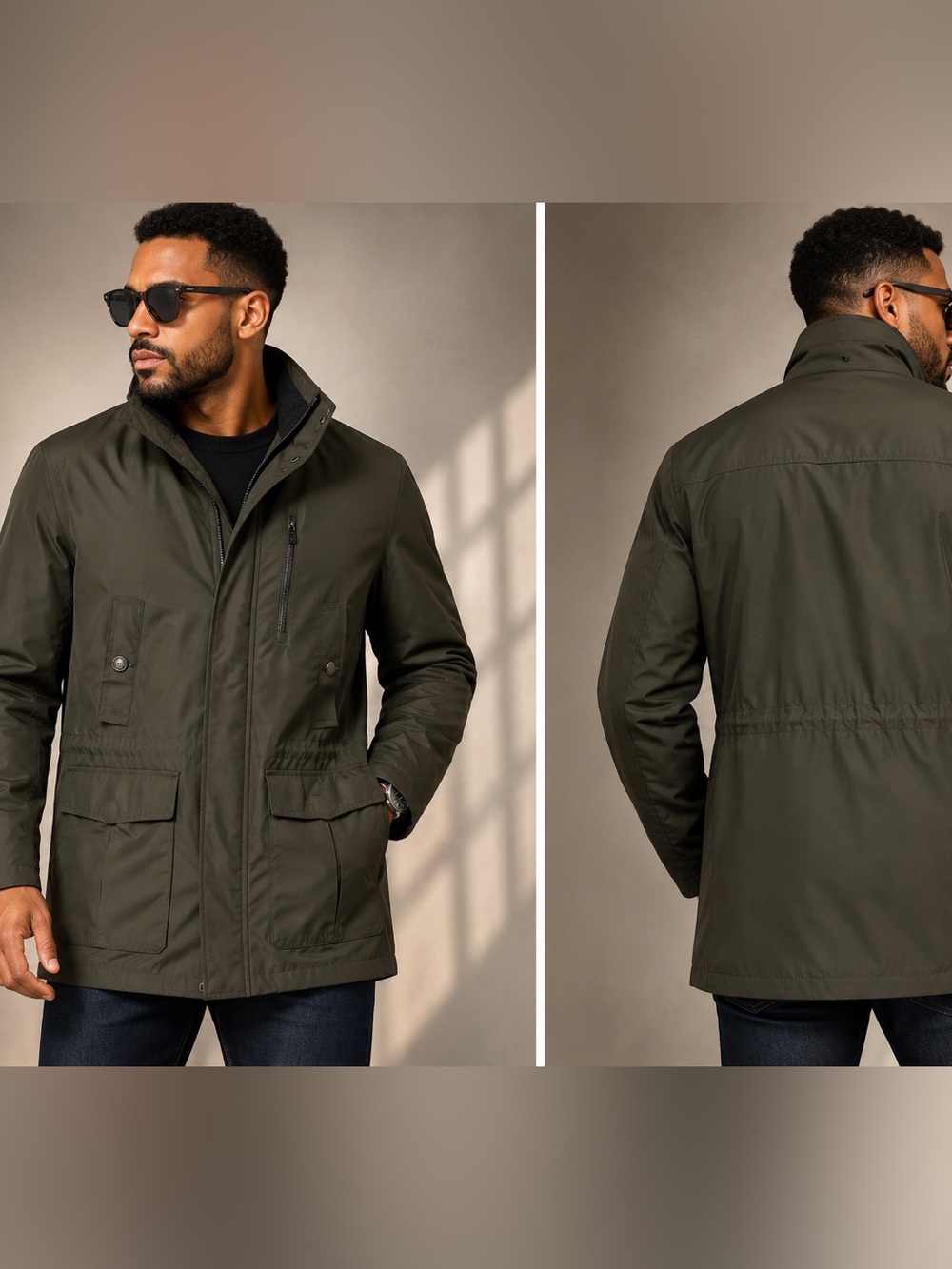 London Fog Men’s Olive Green Insulated Field Jacket Coat Size M Zip Snap Winter